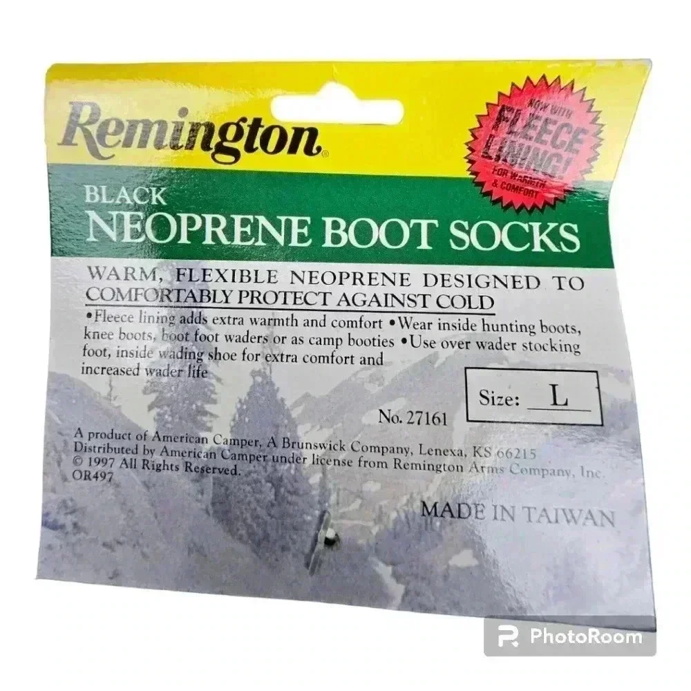 Remington Black fleece lined neoprene boot socks # 27161 Vintage Choose size